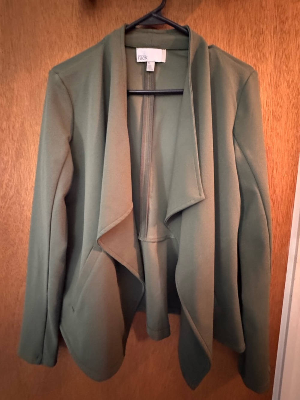 Open-Front Olive Green Draped Blazer - Rack Collection